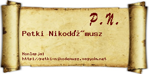 Petki Nikodémusz névjegykártya